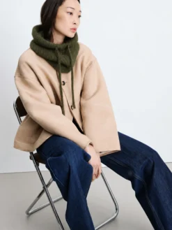 Cagoule en laine mélangée kaki Samourai