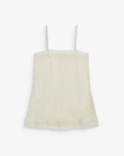 Caraco en satin et dentelle col carré ecru Blossom