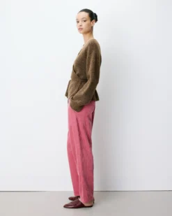 Cardigan cache-cœur nouable en maille chocolat Anior