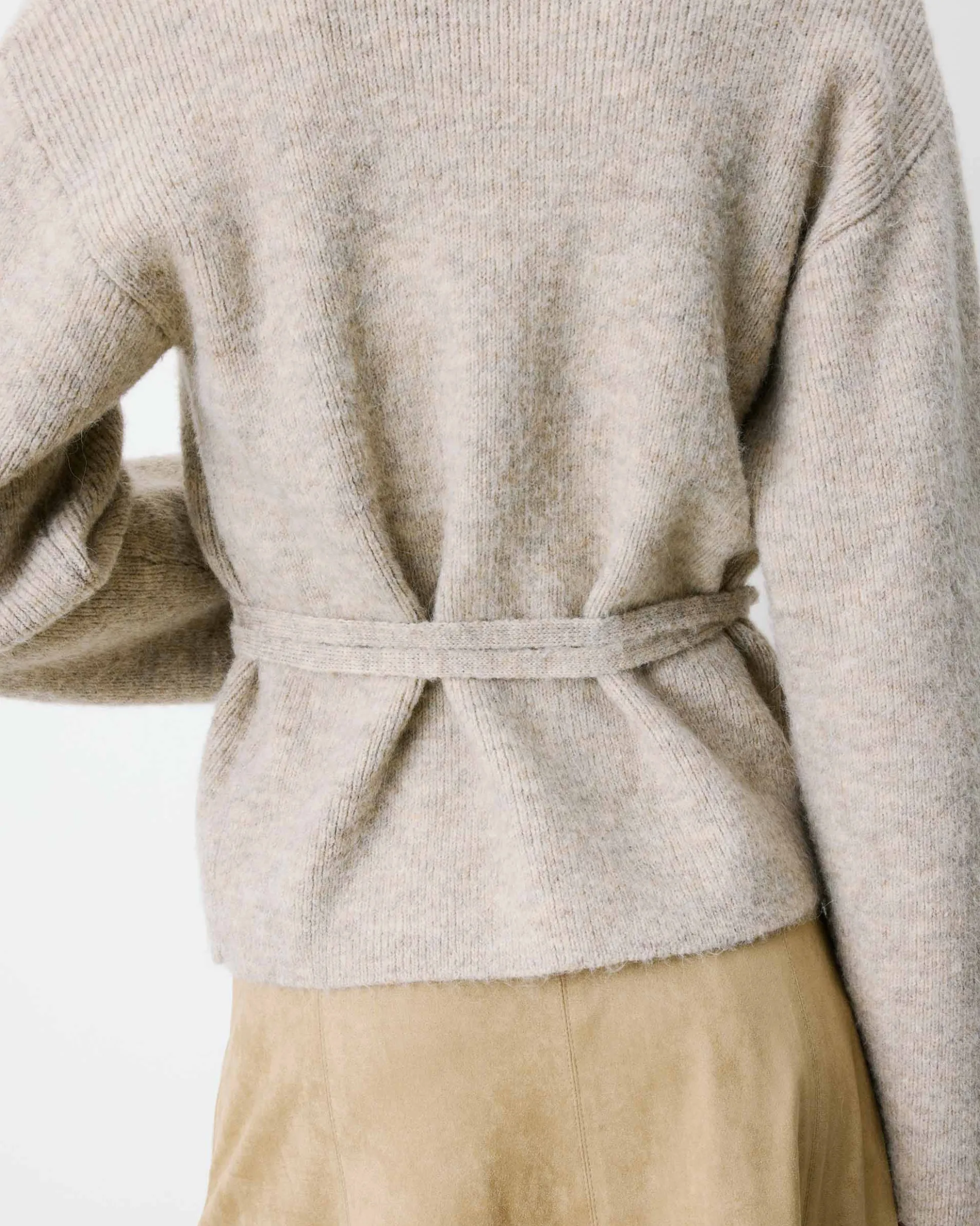 Cardigan cache-cœur nouable en maille grege Anior