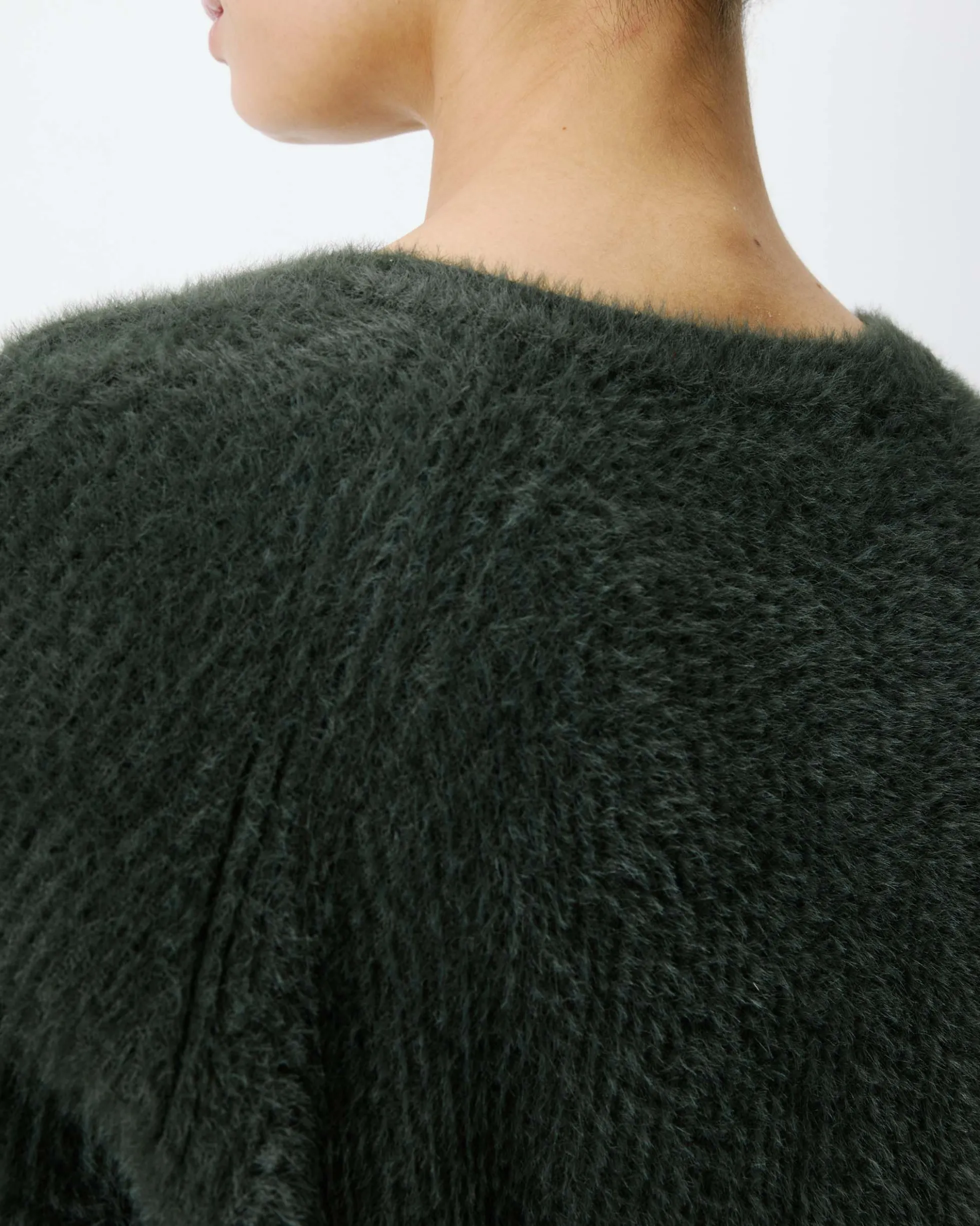 Cardigan doux col rond boutonné kaki Aleron