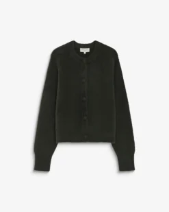 Cardigan doux col rond boutonné kaki Aleron