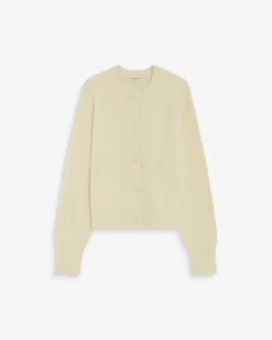 Cardigan doux col rond boutonné vanille Aleron