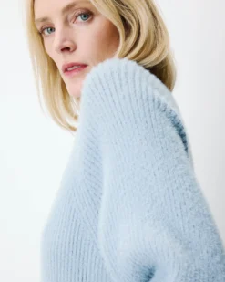 Cardigan doux col rond boutonné bleuet Aleron