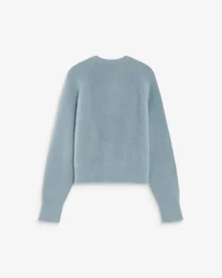 Cardigan doux col rond boutonné bleuet Aleron