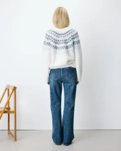 Cardigan en maille jacquard boutonné ivoire Alekio