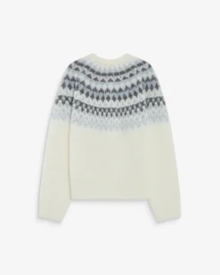 Cardigan en maille jacquard boutonné ivoire Alekio