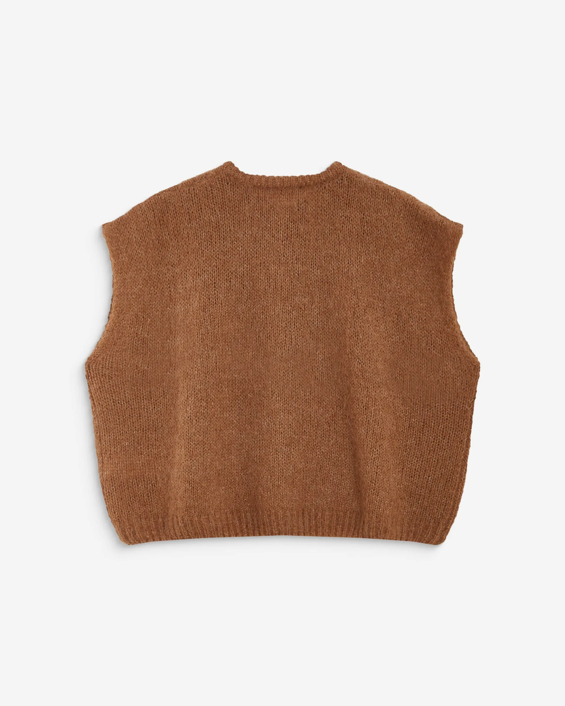 Cardigan loose sans manches col rond camel Addison