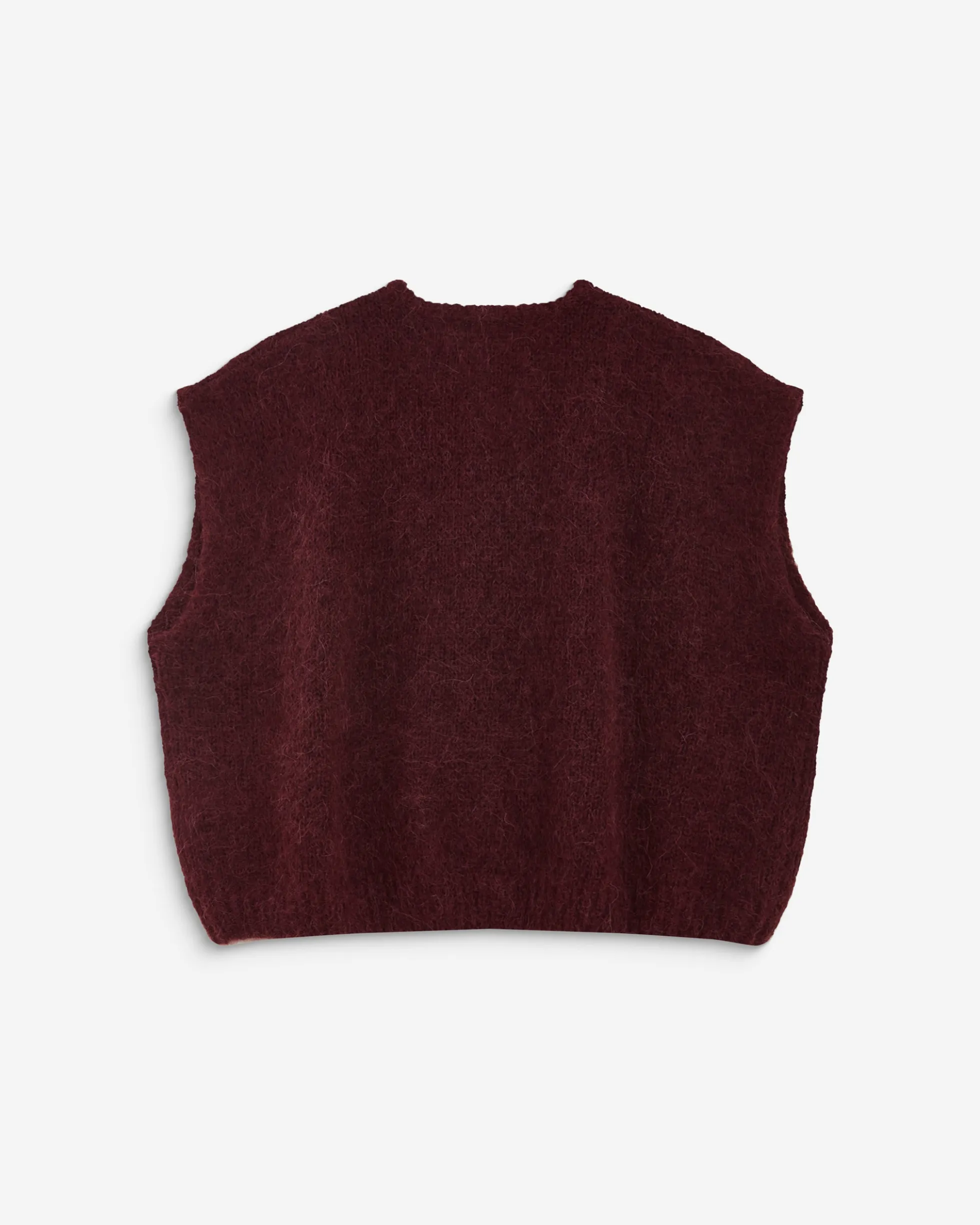 Cardigan loose sans manches col rond aubergine Addison