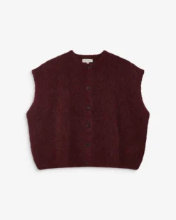 Cardigan loose sans manches col rond aubergine Addison
