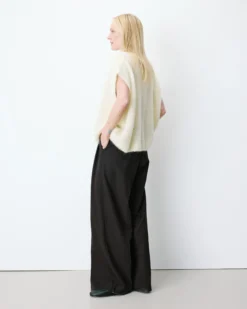 Cardigan loose sans manches col rond vanille Addison