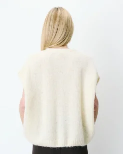 Cardigan loose sans manches col rond vanille Addison