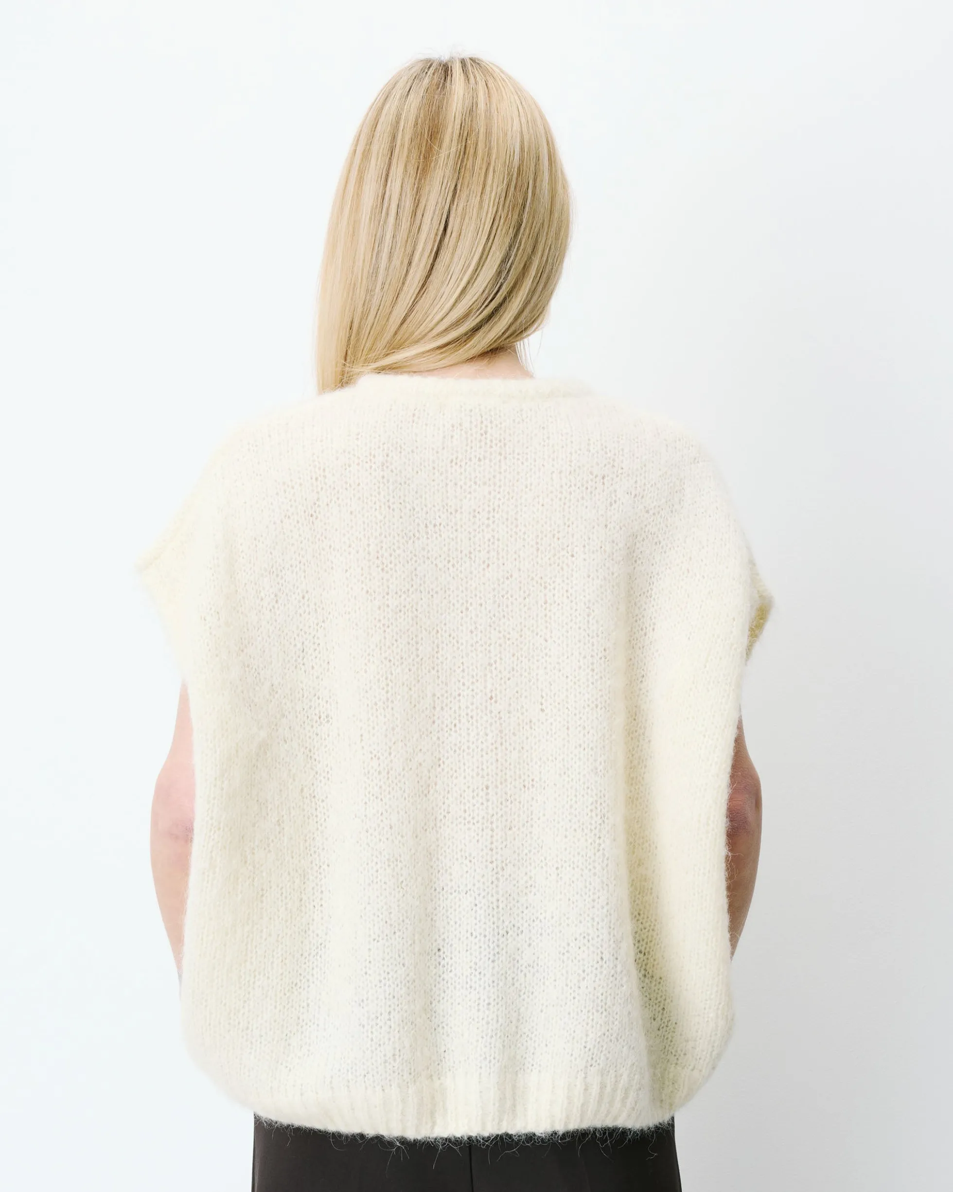 Cardigan loose sans manches col rond vanille Addison