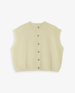 Cardigan loose sans manches col rond vanille Addison