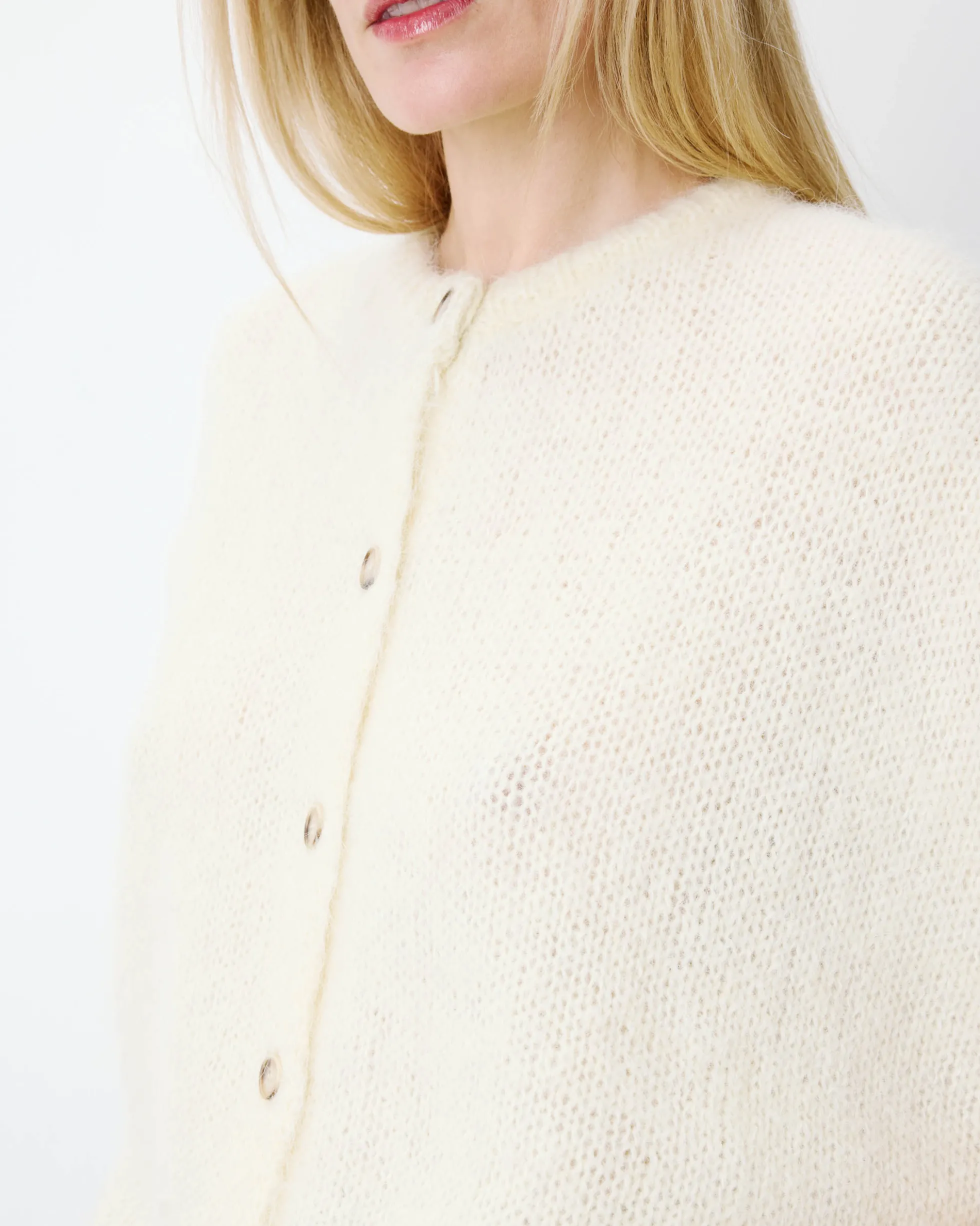 Cardigan loose sans manches col rond vanille Addison