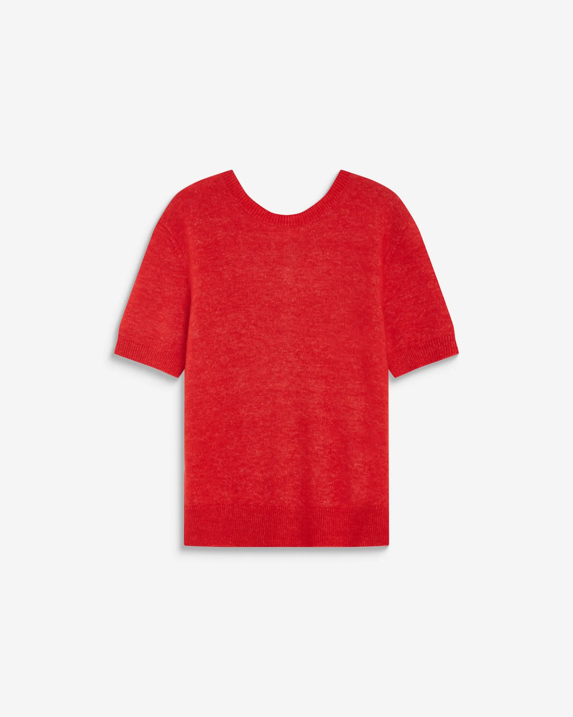 Cardigan manches courtes col rond rouge Akarios