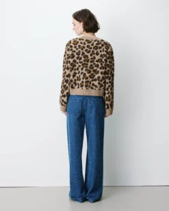 Cardigan manches longues col rond à motif leo Agnes