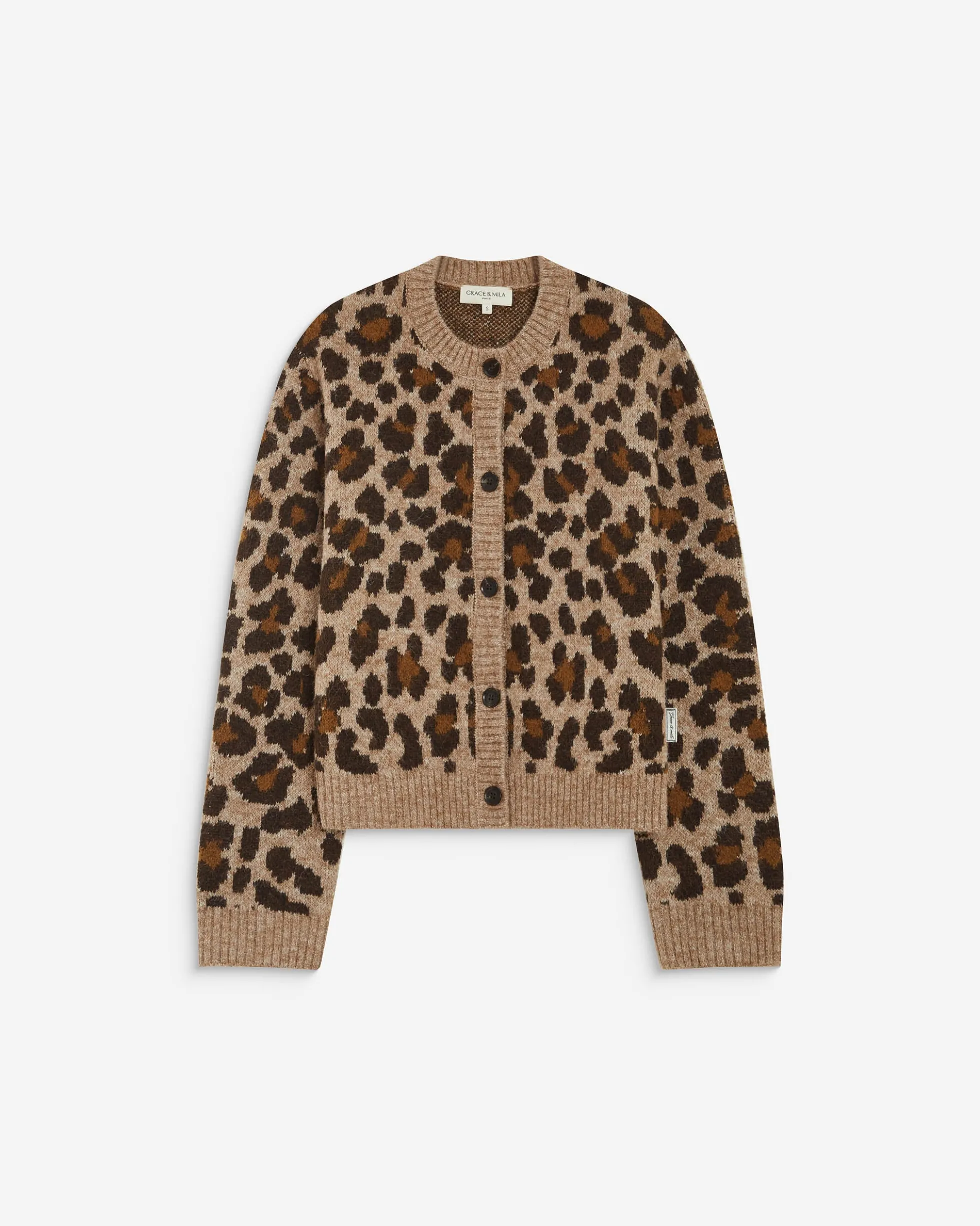 Cardigan manches longues col rond à motif leo Agnes