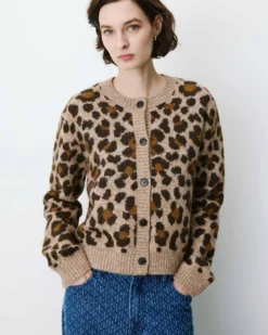 Cardigan manches longues col rond à motif leo Agnes