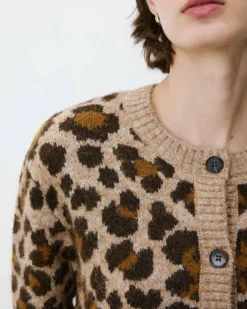 Cardigan manches longues col rond à motif leo Agnes