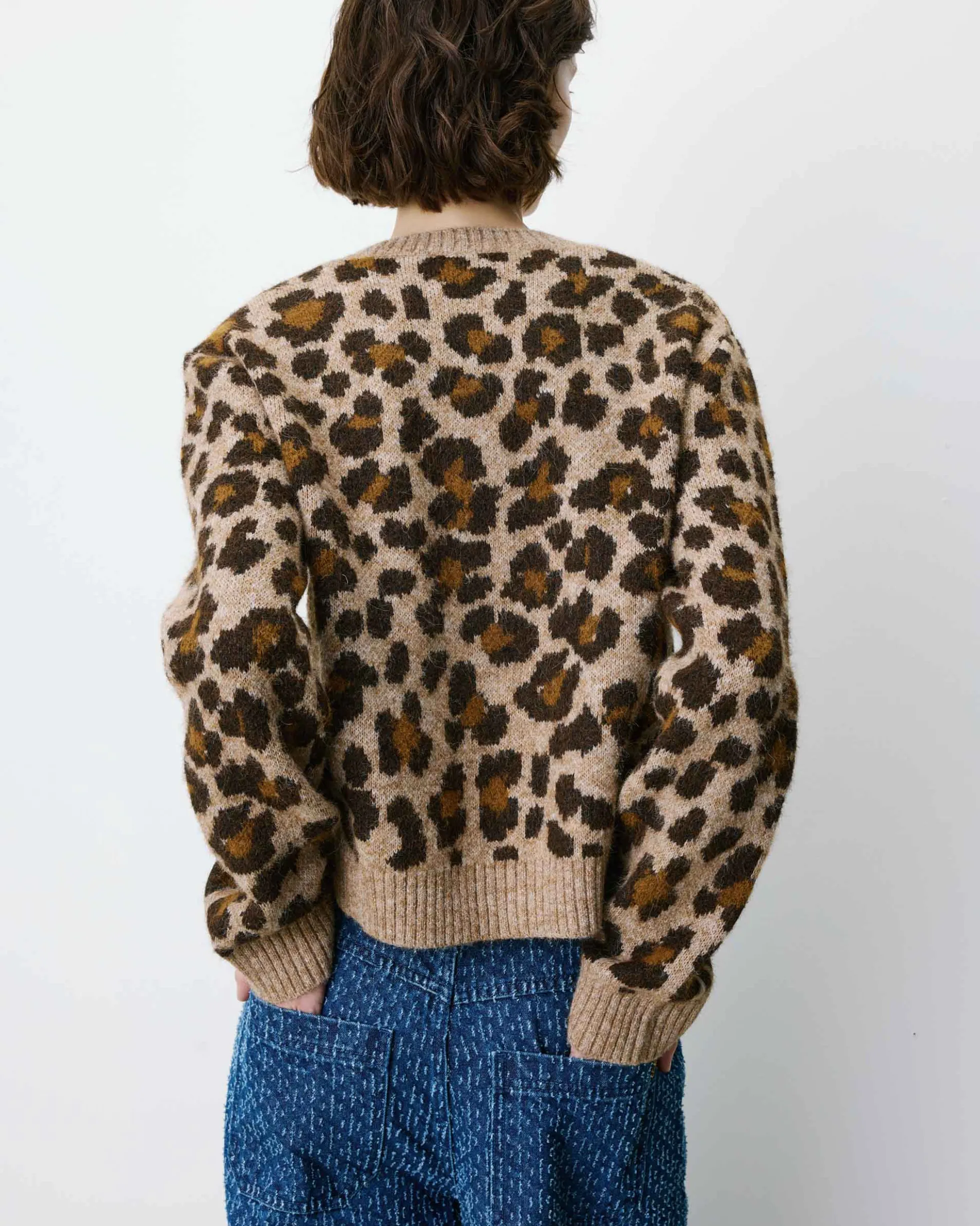 Cardigan manches longues col rond à motif leo Agnes