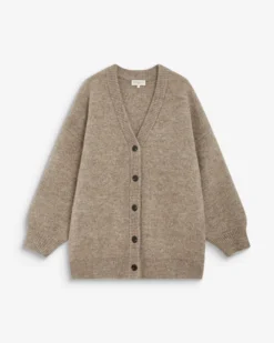 Cardigan oversize col V en maille douce mocha Bloom