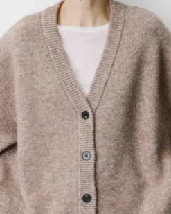 Cardigan oversize col V en maille douce mocha Bloom