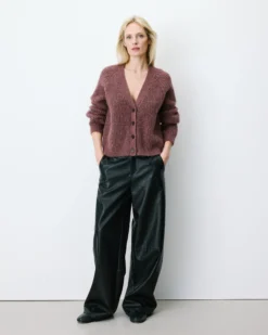 Cardigan oversize manches longues parme Saluda
