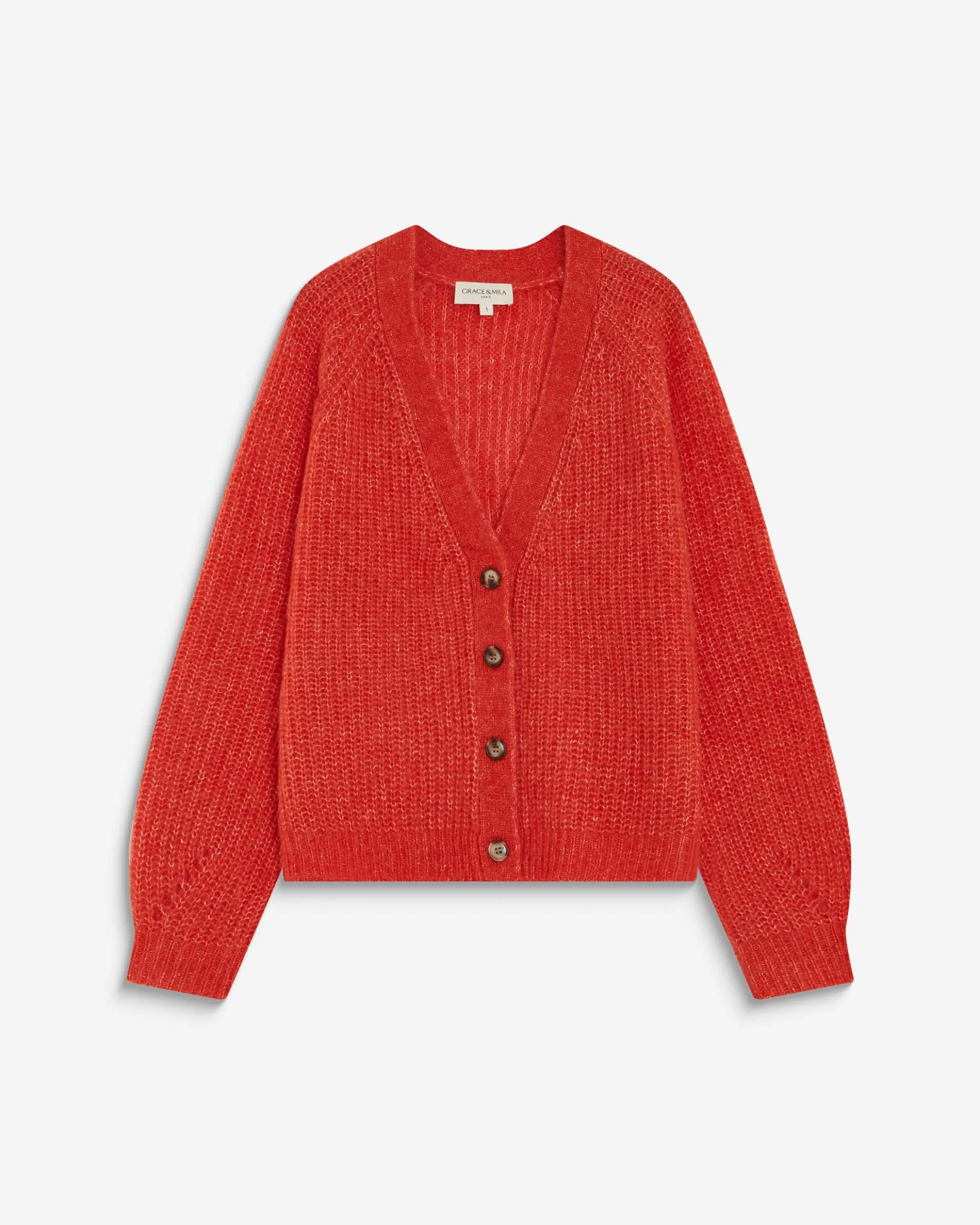 Cardigan oversize manches longues sanguine Saluda