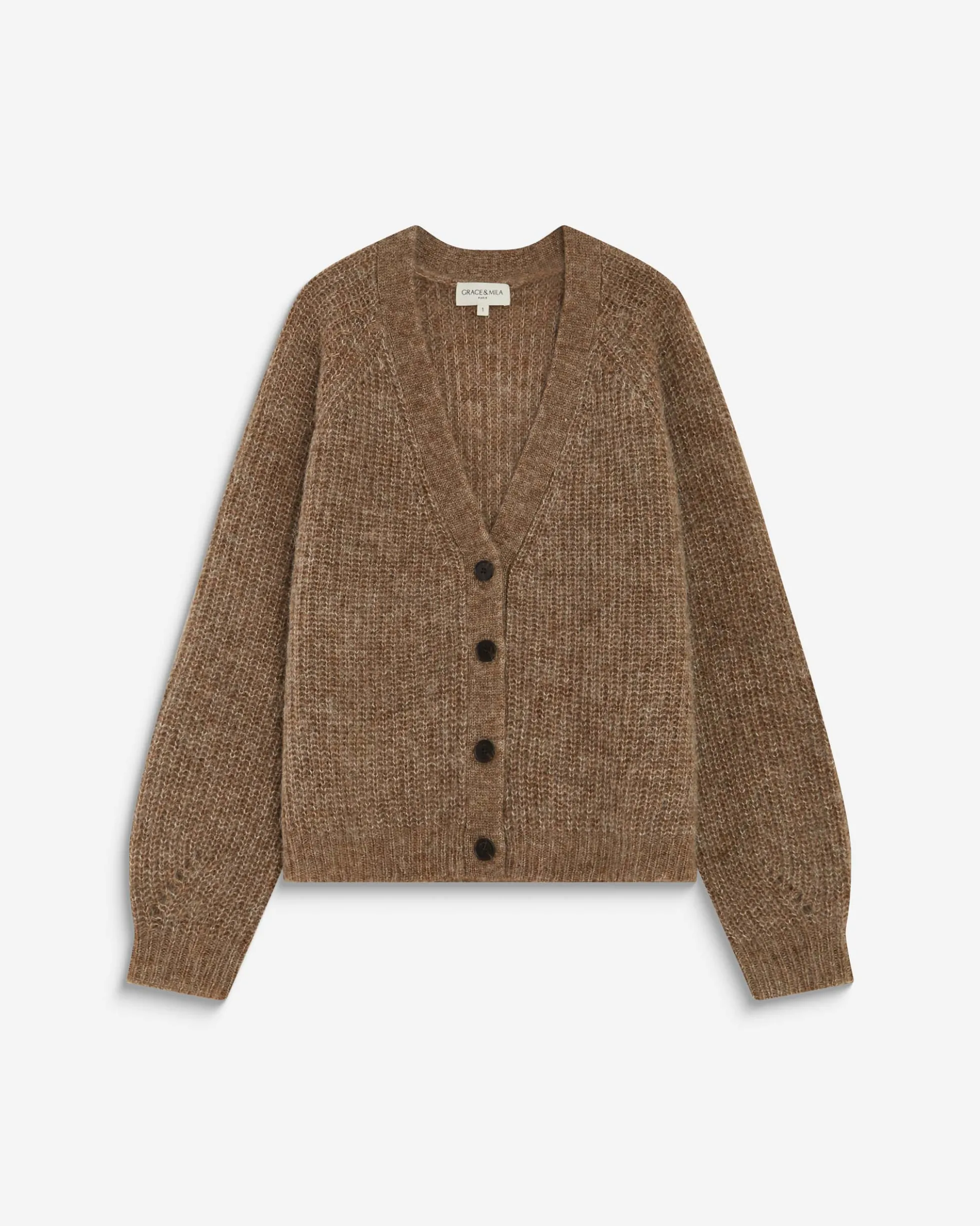 Cardigan oversize manches longues mocha Saluda