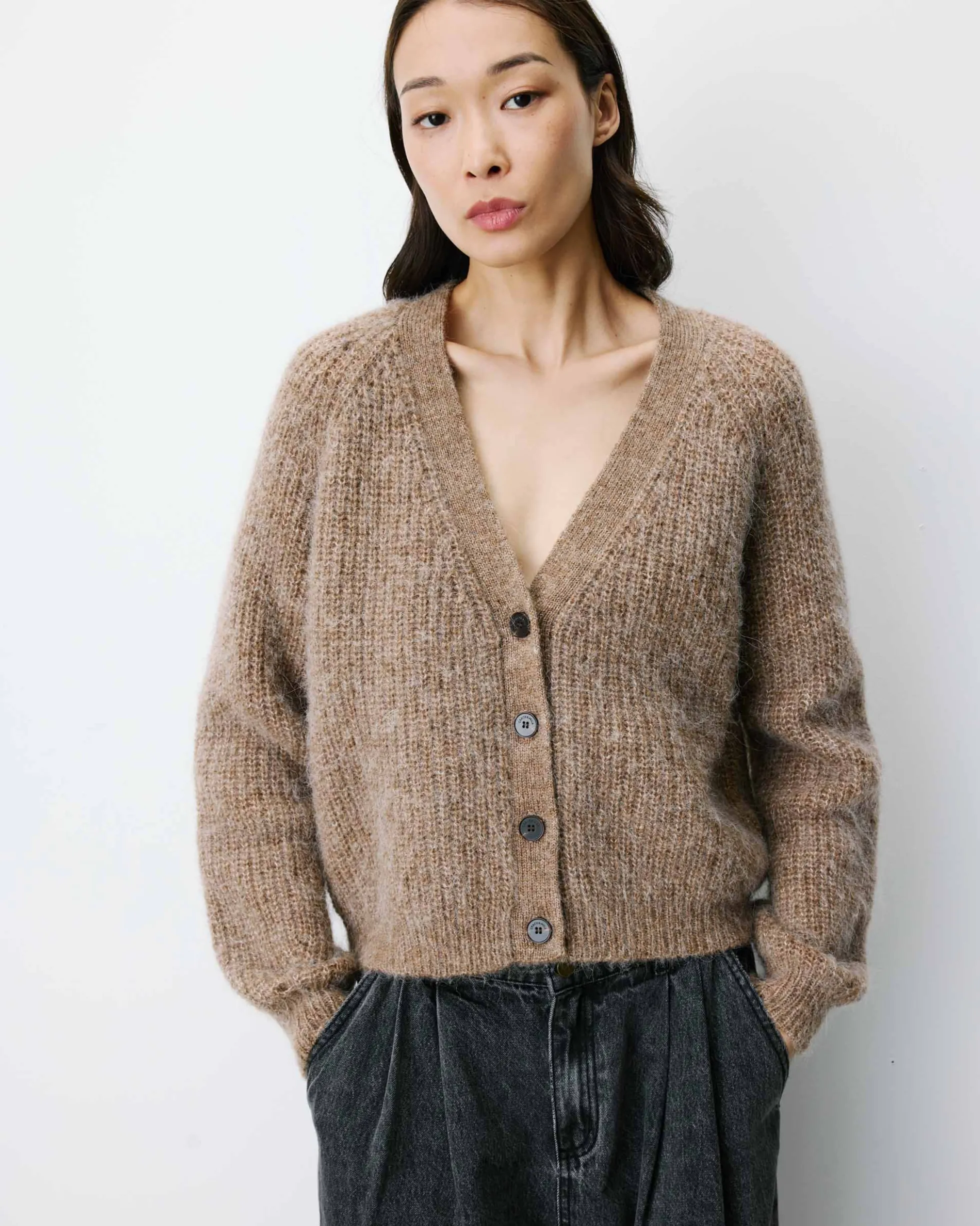 Cardigan oversize manches longues mocha Saluda