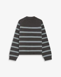 Cardigan rayé en maille col chemise anthracite Ardenis