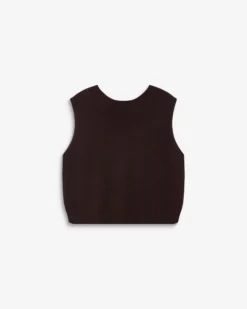 Cardigan sans manches boutonné col V chocolat Nars