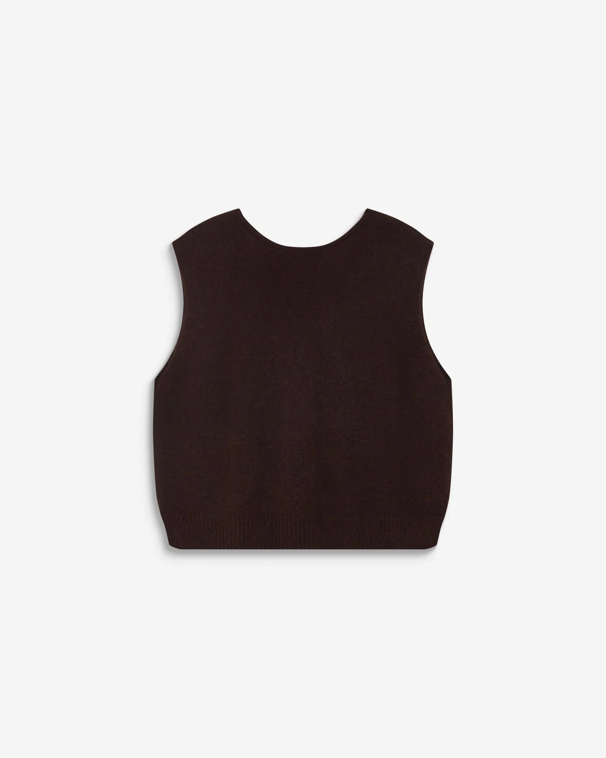 Cardigan sans manches boutonné col V chocolat Nars