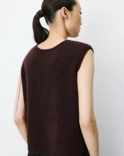 Cardigan sans manches boutonné col V chocolat Nars