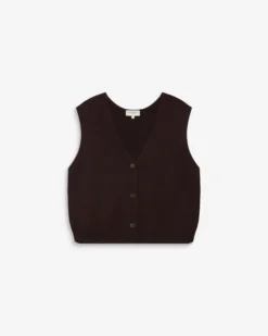 Cardigan sans manches boutonné col V chocolat Nars