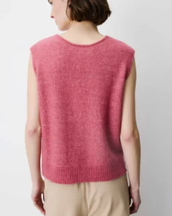 Cardigan sans manches boutonné col V blush Nars
