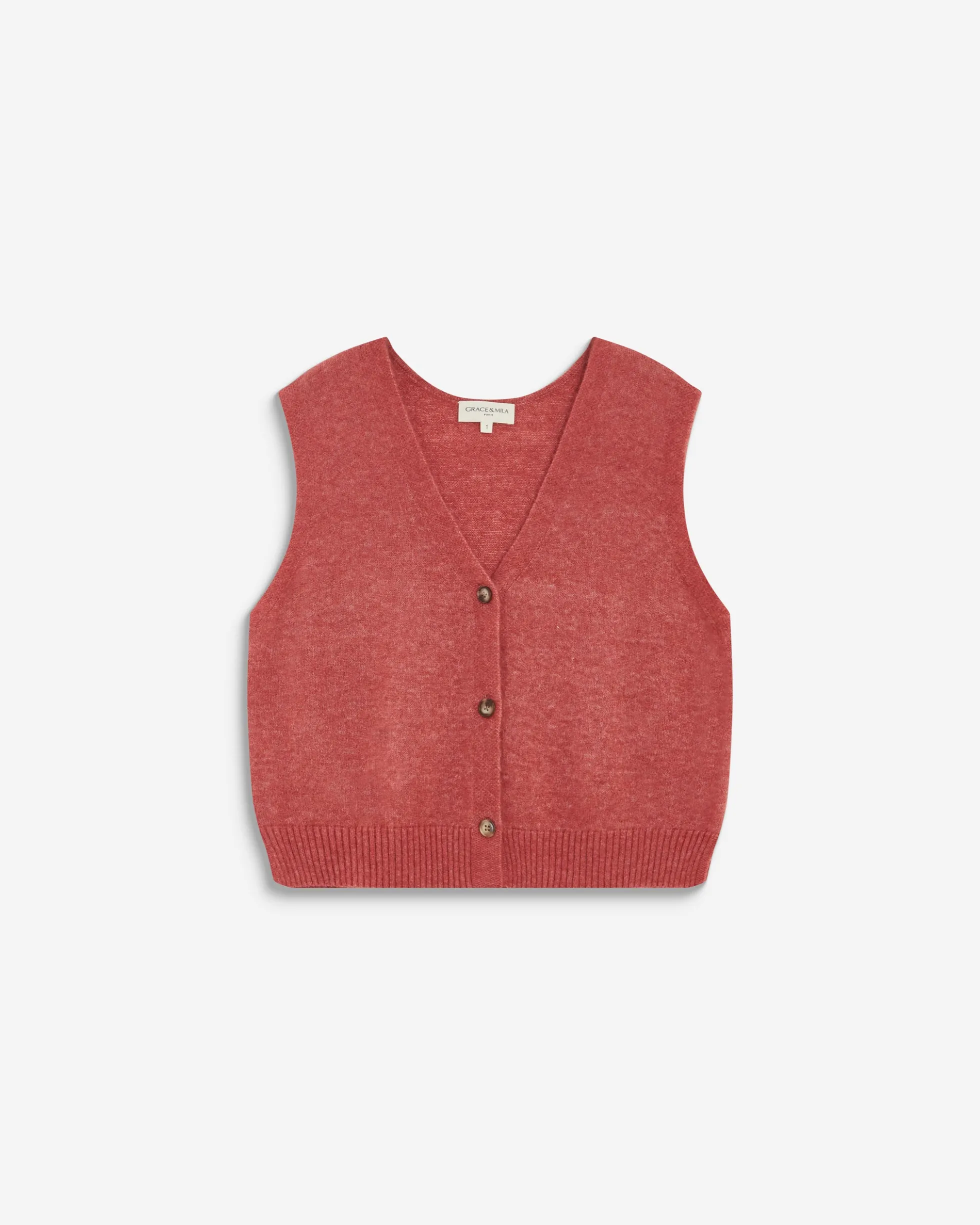 Cardigan sans manches boutonné col V blush Nars
