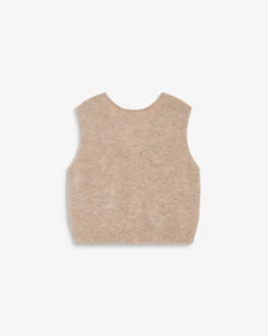 Cardigan sans manches boutonné col V beige Nars