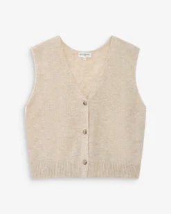 Cardigan sans manches boutonné col V sable Nars