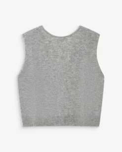 Cardigan sans manches boutonné col V gris Nars
