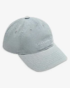 Casquette en coton réglable brodée devant skyblue Slimane