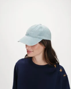 Casquette en coton réglable brodée devant skyblue Slimane