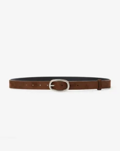 Ceinture en suédine boucle argenté chocolat Abbey
