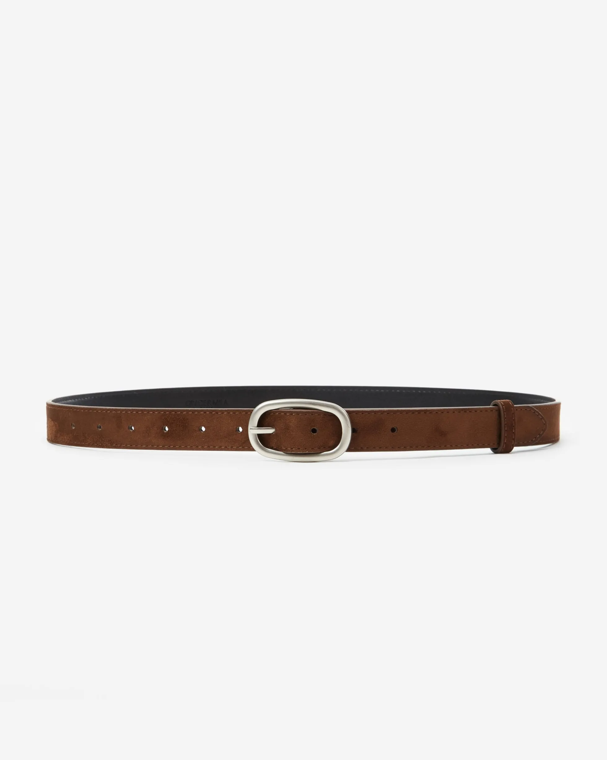 Ceinture en suédine boucle argenté chocolat Abbey