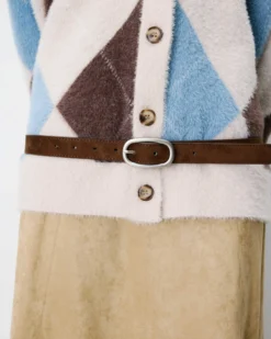 Ceinture en suédine boucle argenté chocolat Abbey