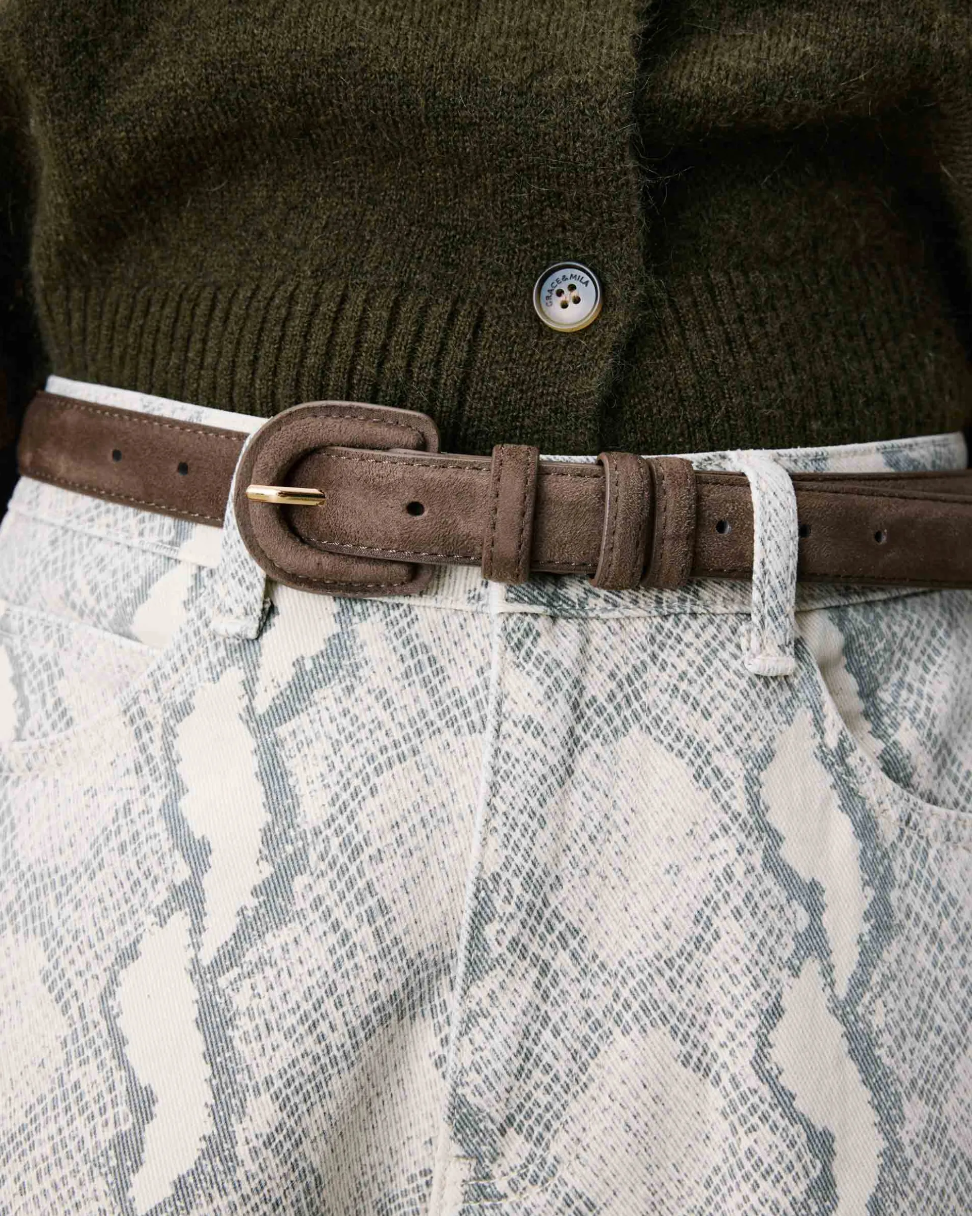 Ceinture en suédine boucle assortie taupe Scotland
