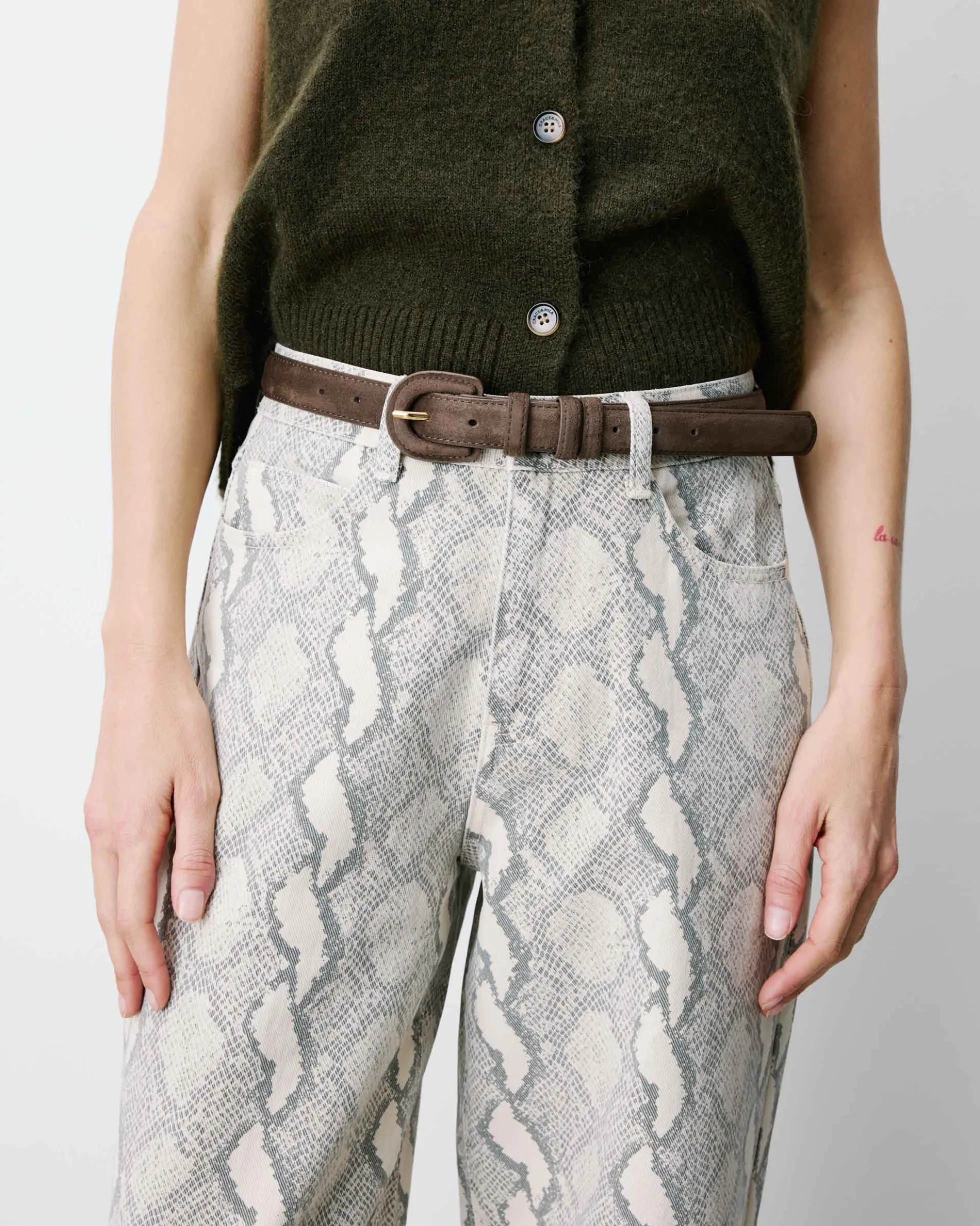 Ceinture en suédine boucle assortie taupe Scotland