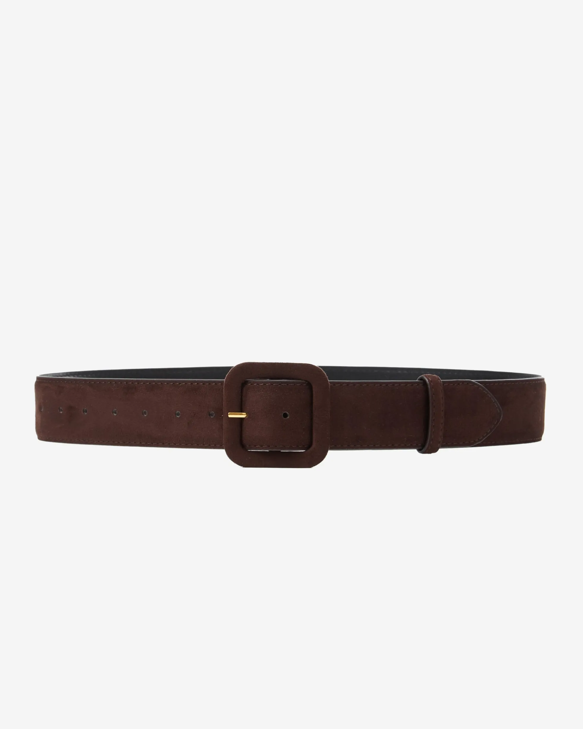 Ceinture en suédine boucle carrée assortie chocolat Alvaro