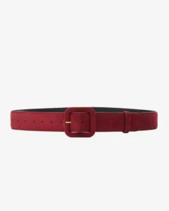 Ceinture en suédine boucle carrée assortie cherry Alvaro